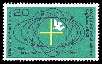 Briefmarke vom Essener Katholikentag 1968 (Mitten in dieser Welt)